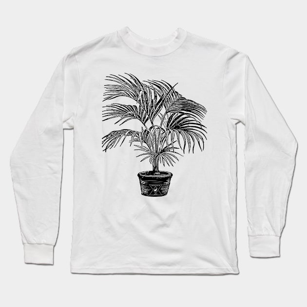 Houseplant Palm Plant Botanical Leaves Long Sleeve T-Shirt by encycloart